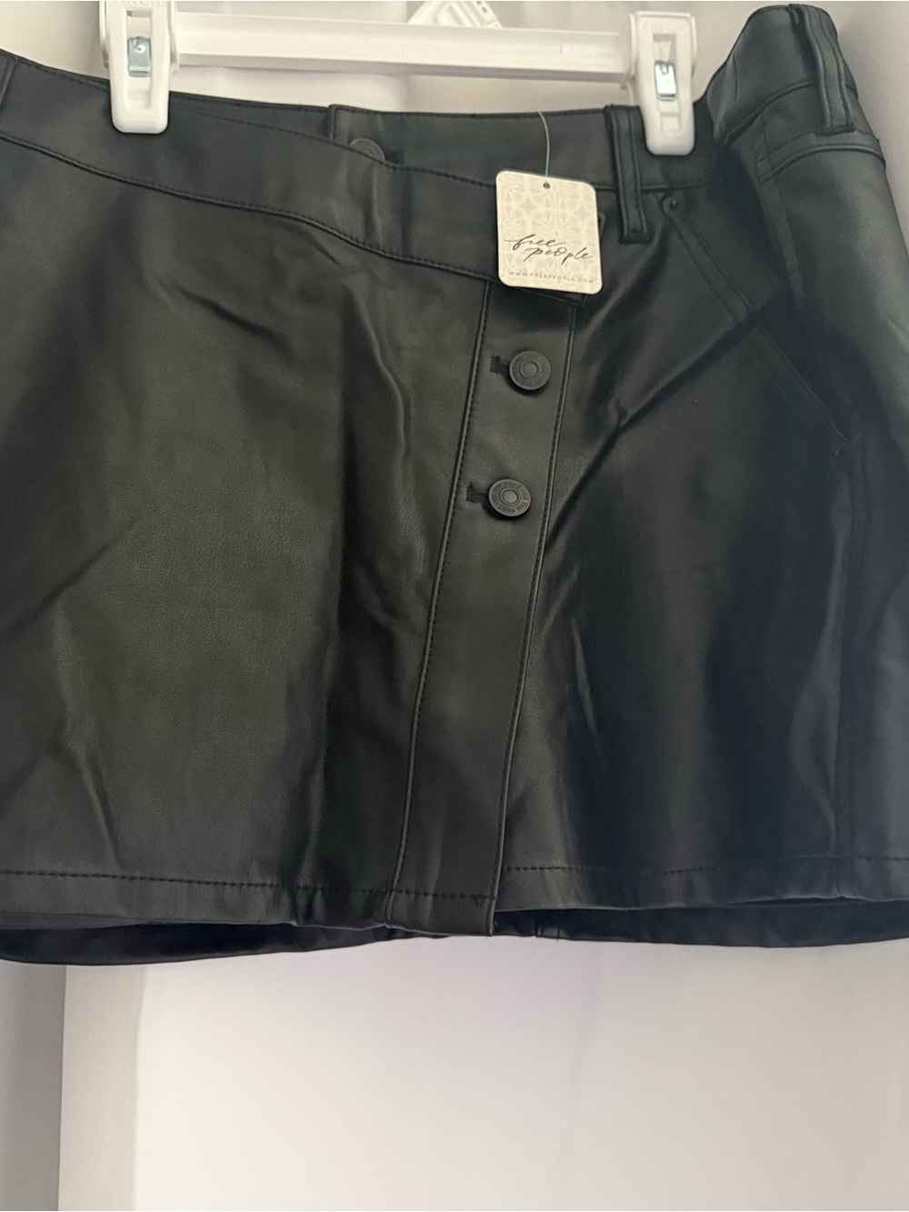 We The Free Black Faux Leather Mini Skirt